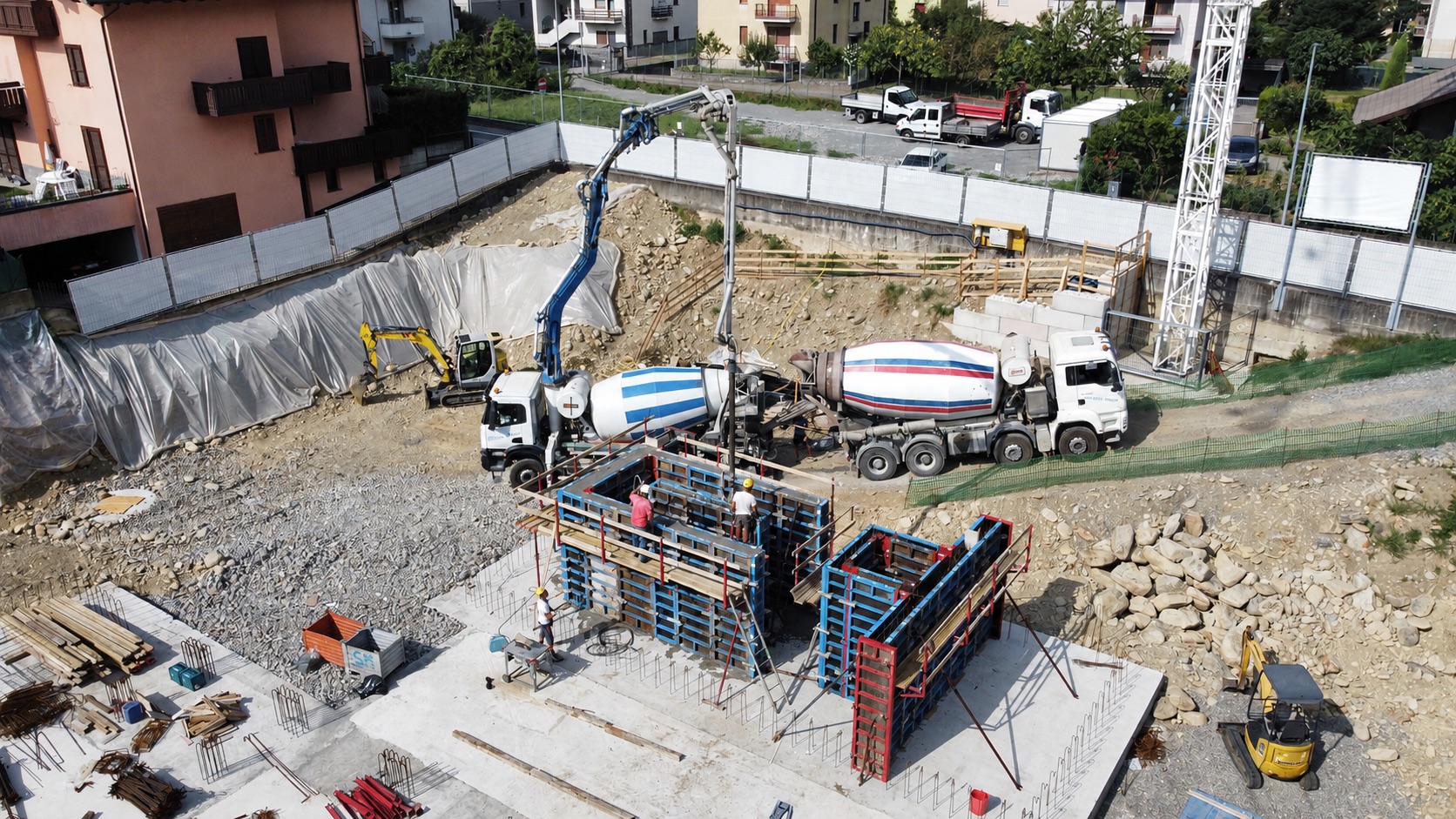 Getto delle pareti del piano interrato — condominio Linfa 68, Morbegno